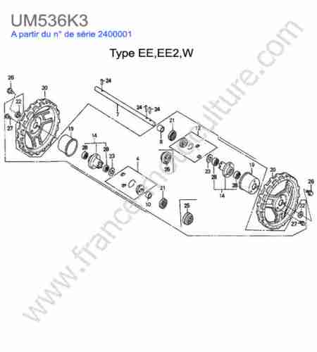 HONDA - UM536K3 : Roue arriere EE/EE2/W