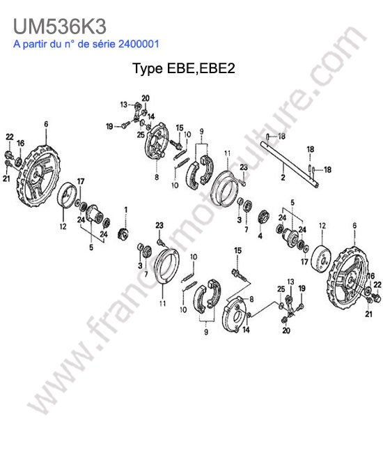 Roue arriere EBE/EBE2  HONDA UM536K3