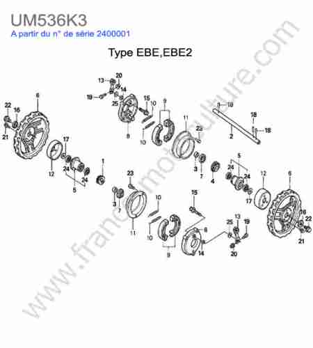 HONDA - UM536K3 : Roue arriere EBE/EBE2 