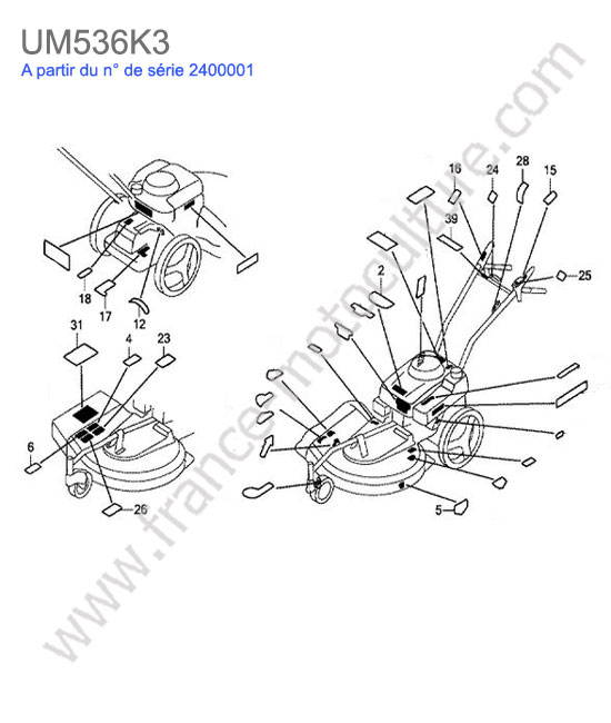 Etiquettes HONDA UM536K3