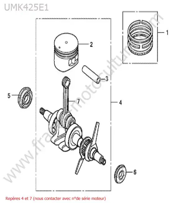 Vilebrequin / piston HONDA UMK425-1