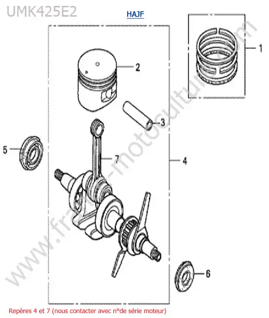 Vilebrequin / piston HONDA UMK425-2-2