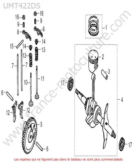 Piston / vilebrequin / distribution HONDA UMT422-1