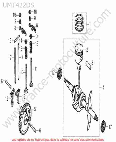 HONDA - UMT422-1 : Piston / vilebrequin / distribution