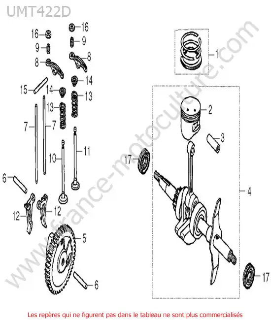 Vilebrequin / piston / soupapes HONDA UMT422