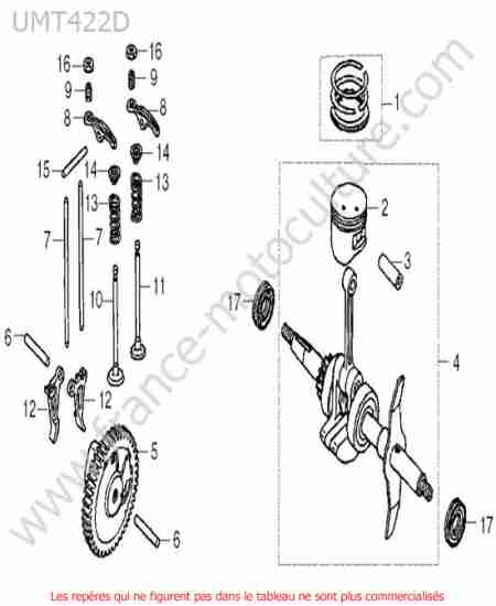 HONDA - UMT422 : Vilebrequin / piston / soupapes