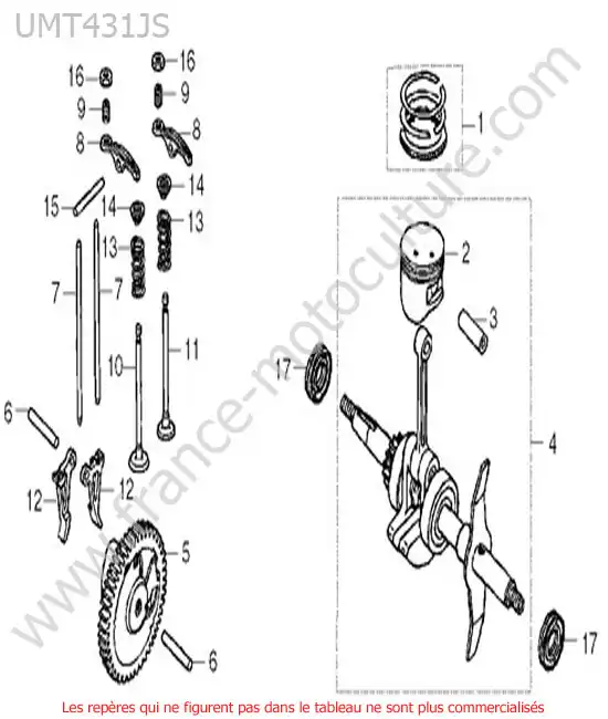 Vilebrequin-piston HONDA UMT431-3