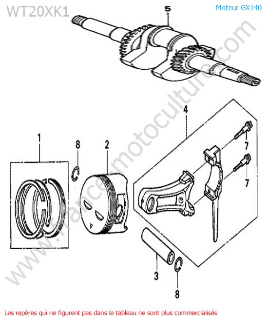Vilebrequin- / piston HONDA WT20-2