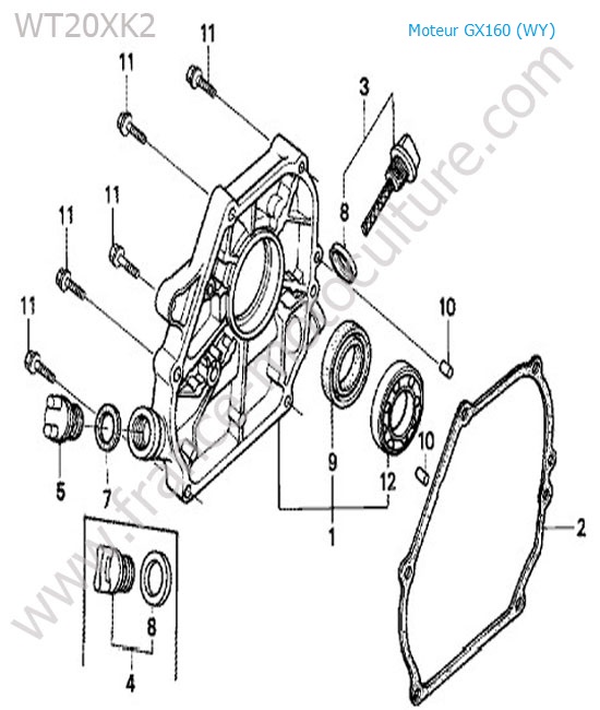 Carter moteur HONDA WT20-3
