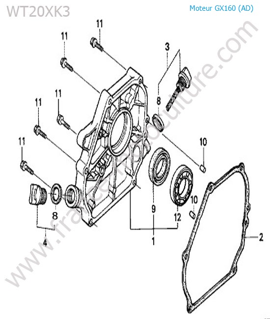 Carter moteur HONDA WT20-4