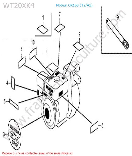 Etiquettes moteur HONDA WT20-5