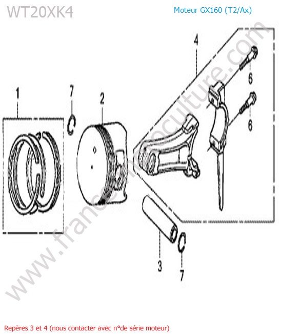 Piston / bielle / segments HONDA WT20-5