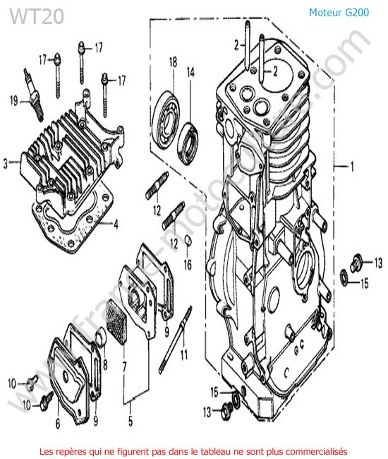 Bloc moteur / culasse HONDA WT20