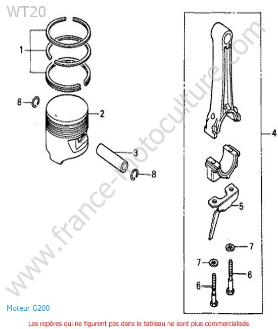 Vue éclatée (Piston) pour HONDA - WT20 Piston HONDA WT20