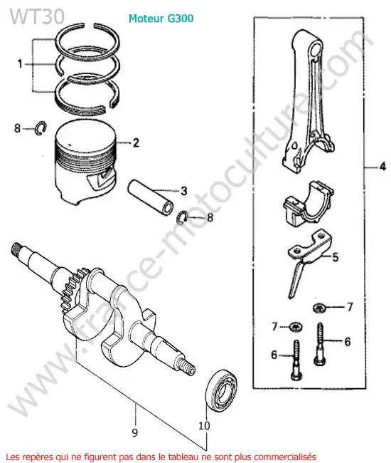 Vilebrequin / piston HONDA WT30