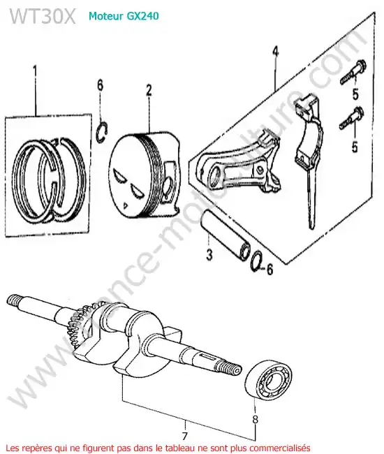 Piston / vilebrequin HONDA WT30X