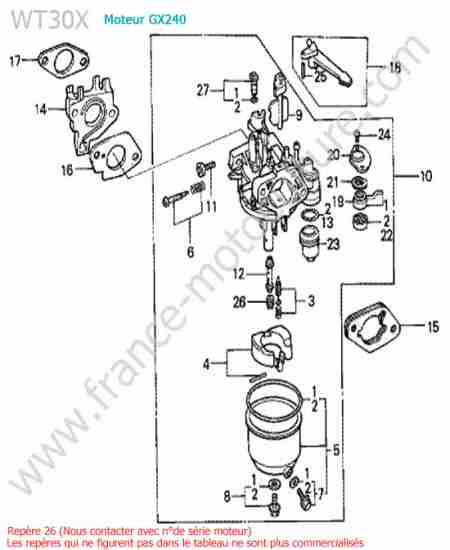HONDA - WT30X : Carburateur
