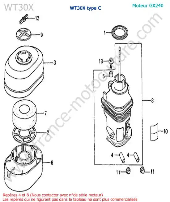 Filtre air rond HONDA WT30X