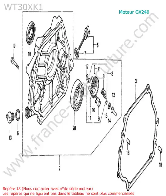 Carter moteur HONDA WT30XK-1