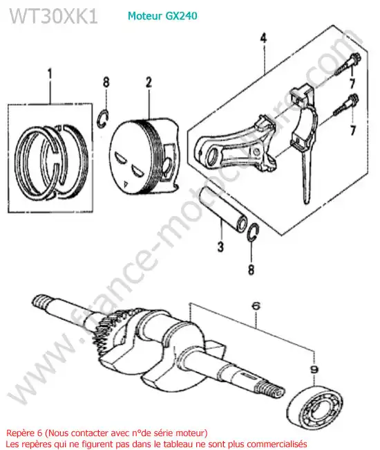 Vilebrequin / piston HONDA WT30XK-1