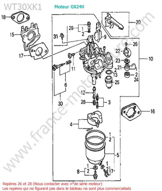 Carburateur HONDA WT30XK-1
