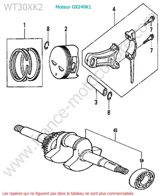 Vilebrequin / piston HONDA WT30XK-2