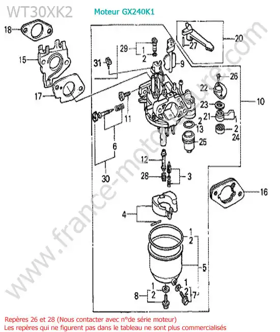 Carburateur HONDA WT30XK-2
