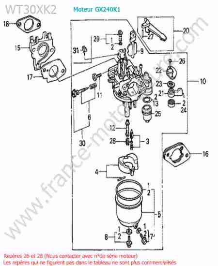 HONDA - WT30XK-2 : Carburateur