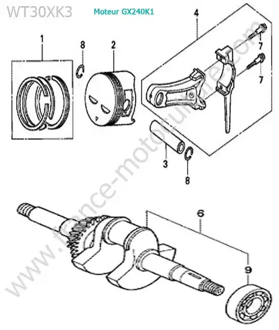 Vilebrequin / piston HONDA WT30XK-3