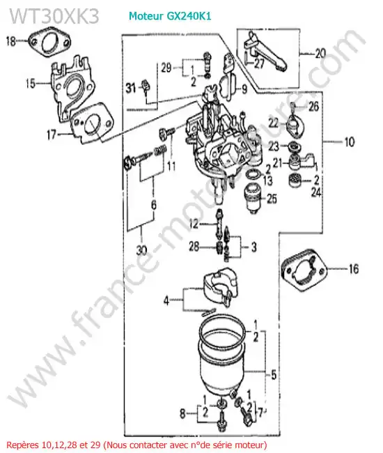 Carburateur HONDA WT30XK-3