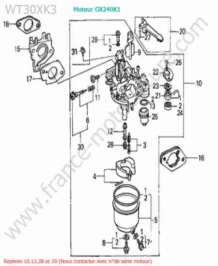 HONDA - WT30XK-3 : Carburateur
