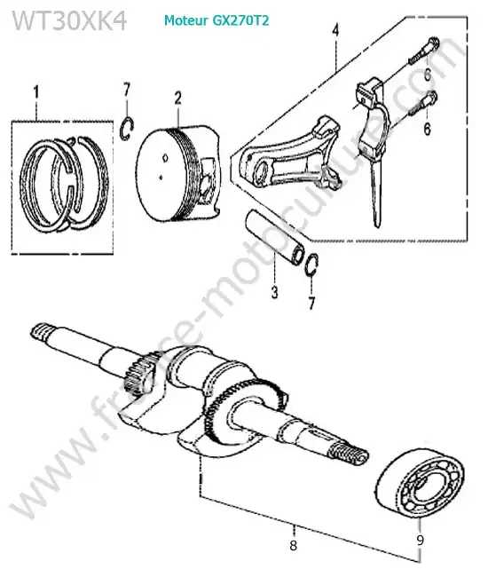 Vilebrequin / piston HONDA WT30XK-4