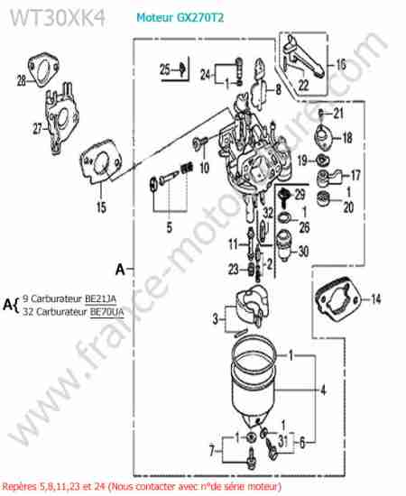HONDA - WT30XK-4 : Carburateur