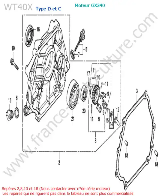 Carter moteur HONDA WT40X-2