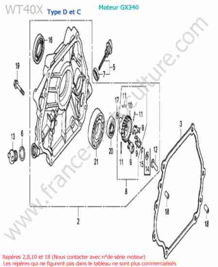 HONDA - WT40X-2 : Carter moteur