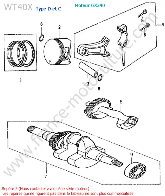 Vilebrequin / piston HONDA WT40X-2