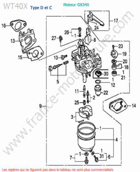 HONDA - WT40X-2 : Carburateur