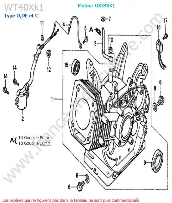 Cylindre HONDA WT40XK1-2