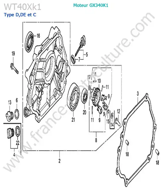 Carter moteur HONDA WT40XK1-2