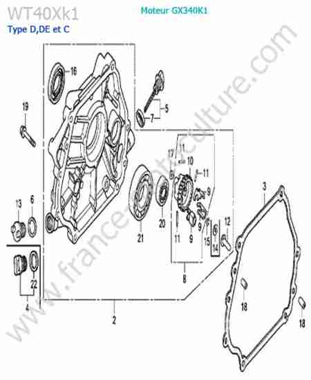HONDA - WT40XK1-2 : Carter moteur