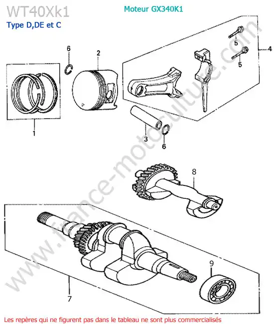 Vilebrequin / piston HONDA WT40XK1-2