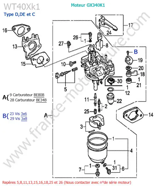 Carburateur HONDA WT40XK1-2