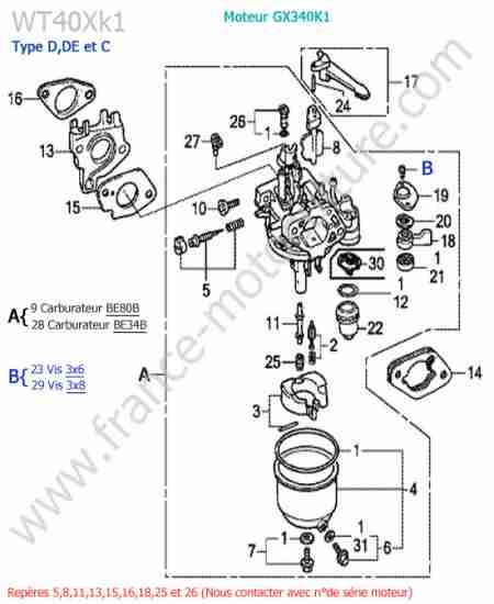 HONDA - WT40XK1-2 : Carburateur