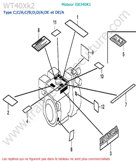 Etiquettes chassis HONDA WT40XK2-2