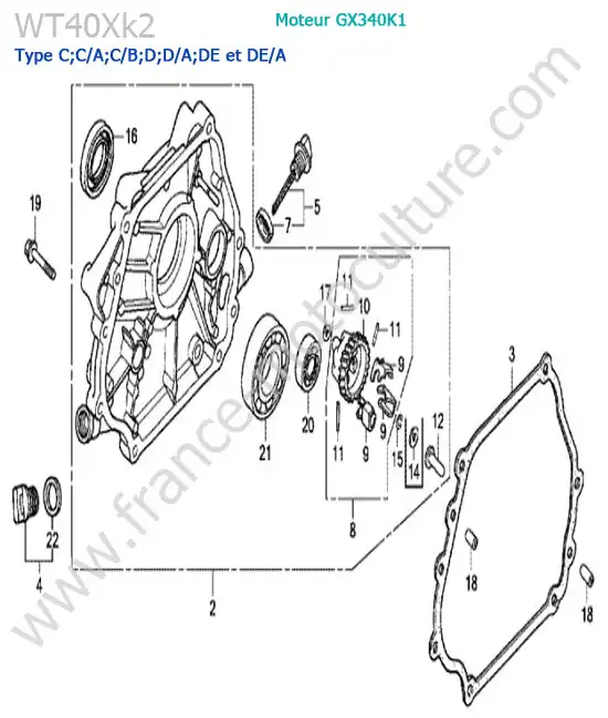 Carter moteur HONDA WT40XK2-2