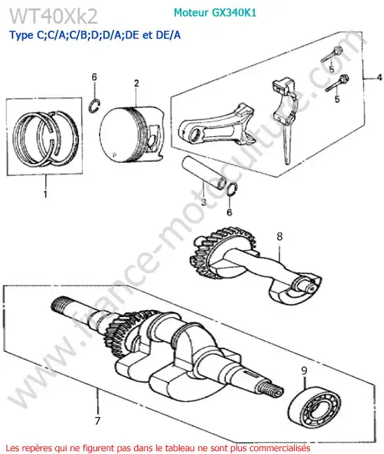 Vilebrequin / piston HONDA WT40XK2-2