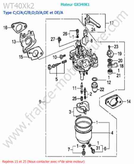 HONDA - WT40XK2-2 : Carburateur