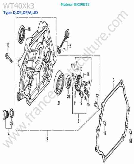 HONDA - WT40XK3-2 : Carter moteur