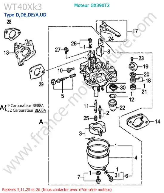 Carburateur HONDA WT40XK3-2