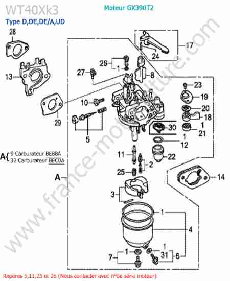 HONDA - WT40XK3-2 : Carburateur